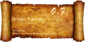 Orbán Fábián névjegykártya